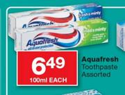 Aquafresh Toothpaste Assorted-100Ml Each