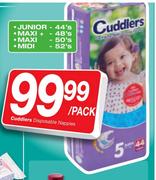 Cuddlers Disposable Nappies-Junior-44's/Maxi+-48's/Maxi-50's/Midi-52's Per Pack