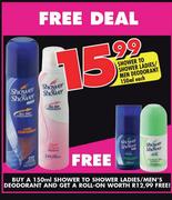 Shower to Shower Ladies/Men Deodorant-150ml Each