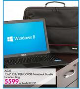 Asus 15.6" Ci3/4GB/500GB Notebook Bundle-Per Bundle