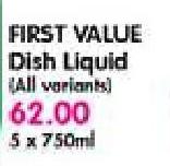First Value Dish Liquid(All Variants)-5 x 750ml