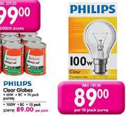Philips Clear Globes-10 Per Pack
