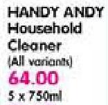 Handy Andy Household Cleaner(All Variants)-5 x 750ml