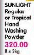 Sunlight Regular or Tropical Hand Washing Powder-8 x 2kg