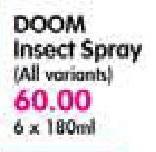 Doom Insect Spray(All Variants)-6 x 180ml