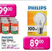 Philips 60W BC Clear Globes-10's Per Pack