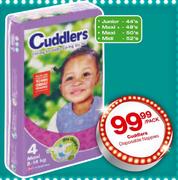 Cuddlers Disposable Nappies Junior-44's Per Pack