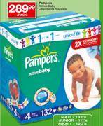 Pampers Active Baby Disposable Nappies Maxi-132's Per Pack