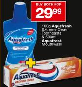 Aquafresh Extreme Clean Toothpaste 100gm & Aquafresh Mouthwash 500ml