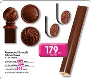 Rosewood Smooth 63mm Poles-1.5M