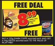 Simba Chips Assorted-125g + Free 50g Fritos