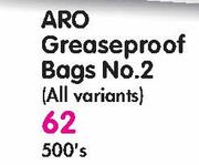 Aro Greaseproof Bags No.2-500's Each