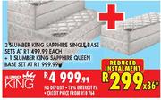 2 Slumber King Sapphire Single Base Set + 1 Slumber King Sapphire Queen Base Set