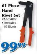 Razor 61 piece Hand Rivet Set including 60 Rivets(RAZ65097)