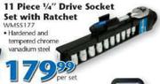 Worksman 11 Piece 1/4" Drive Socket Set With Ratchet-Per Set