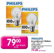 Philips Incandescent Globes (24798, 23896)-10's Pack