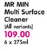 Mr Min Multi Surface Cleaner (All Variants)-6X275ml