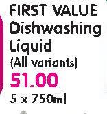 First Value Dishwashing Liquid-5x750Ml
