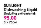 Sunlight Dishwashing Liquid(Excluding Anti-Bacterial)-5 x 750ml