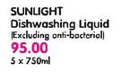 Sunlight Dishwashing Liquid(Excluding Anti-Bacterial)-5 x 750ml