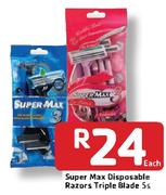 Super Max Disposable Razors Triple Blade- 5's Each