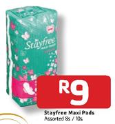 Stayfree Maxi Pads Assorted-8's / 10's