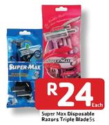 Super Max Disposable Razors Triple Blade-5's Each