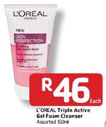 L'Oreal Triple Active Gel Foam Cleanser Assorted-150ml Each