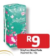 Stayfree Maxi Pads Assorted-8's/10's