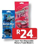 Super Max Disposable Razors Triple Blade-5s Each
