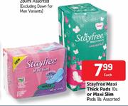 Stayfree Maxi Thick Pads-10's / Maxi Slim Pads-8's Assorted Each