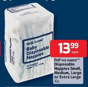 PnP No Name Disposable Nappies Small, Medium, Large Or Extra Large- 10's Each