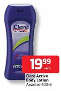 Clere Active Body Lotion Assorted - 400ml Each