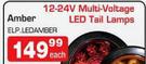 12-24V Multi-Voltage LED Tail Lamps Amber-Each