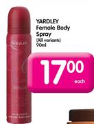 Yardley Female Spray-90ml Each