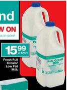 Housebrand Fresh Full Cream/Low Fat Milk-2L Each