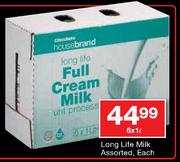 House Brand Long Life Milk Assorted-6x1ltr Each