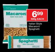 House Brand Italian Style Macaroni/Spaghetti-500g Each