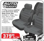 Auto Kraft 11-Pce Luxury Leather Look Executive Value Seat Cover Set Per Set