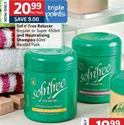 Sof n' Free Relaxer Regular Or Super-450ml & Neutralising Shampoo-60ml Bamded Pack