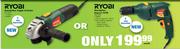 Ryobi Handyline Angle Grinder-HG-650 Or Ryobi Handyline Impact Drill-HID-500 Each