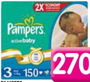 Pampers Active Baby Wipes Refill(Sensitive)-4x56's Each