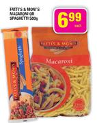 Fatti's And Moni's Macroni Or Spaghetti 500g-Each
