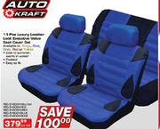 Auto Kraft 11-Piece Luxury Leather Look Executive Value Seat Cover Set-Per Set