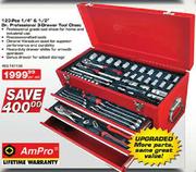 Ampro 123-Piece 1/4" &1/2" Dr. Professional 3-Drawer Tool Chest-Per Set