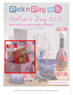 Pick n Pay : Mother's Day 2013 (5 May - 12 May 2013), page 1