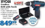 Ryobi Cordless Drill With Torch-Per Set
