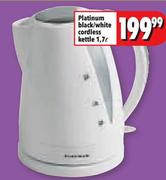 Platinum Black White Cordless Kettle-1.7L