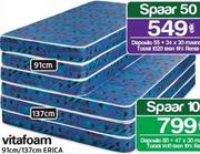 Vitafoam 137cm Erica Skuimrubber Matras