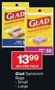 Glad Sandwich Bags Small Large-50's Per Pack